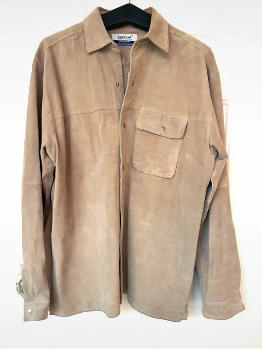 Vintage Tan Suede/Leather Snap Front Shirt Jacket
